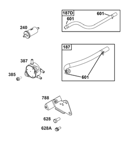 Fuel Supply Group Diagram and Parts List for 386442-0467-G1  Briggs and Stratton Engine